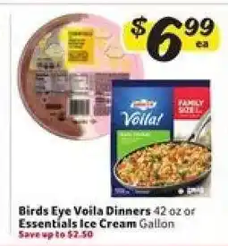 Winn Dixie Birds Eye Voila Dinners or Essentials Ice Cream offer