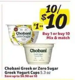 Winn Dixie Chobani Greek or Zero Sugar Greek Yogurt Cups offer