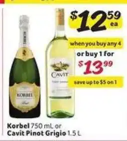 Winn Dixie Korbel or Cavit Pinot Grigio offer