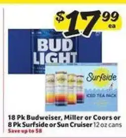 Winn Dixie Budweiser, Miller, Coors, Surfside, Sun Cruiser offer