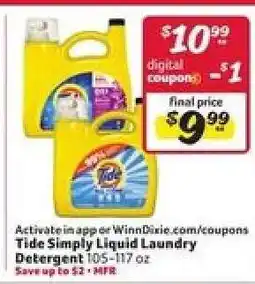 Winn Dixie Tide Simply Liquid Laundry Detergent offer
