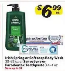 Winn Dixie Irish Spring or Softsoap Body Wash or Sensodyne or Parodontax Toothpaste offer