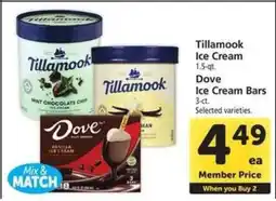 Safeway Tillamook Ice Cream & Dove Ice Cream Bars offer