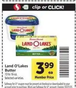 Safeway Land O Lakes Butter offer
