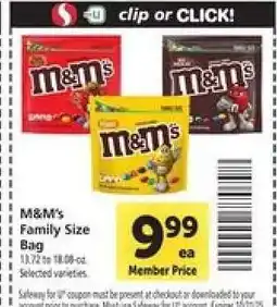 Safeway M & M' s Family Size Bag offer