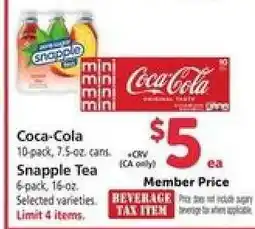 Safeway Coca-Cola/Snapple Tea offer
