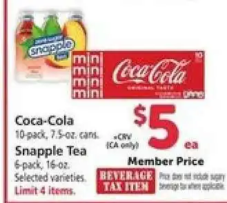 Safeway Coca-Cola/Snapple Tea offer