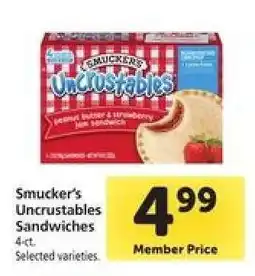 Safeway Smucker's Uncrustables Sandwiches offer