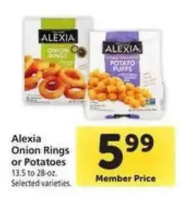 Safeway Alexia Onion Rings or Potatoes offer
