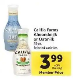 Safeway Califia Farms Almondmilk, or Oatmilk offer