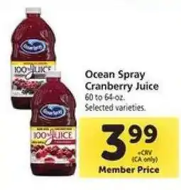 Safeway Ocean Spray Cranberry Juice offer