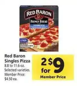 Safeway Red Baron Singles Pizza offer