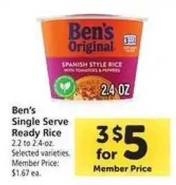 Safeway Ben's Single Serve Ready Rice offer