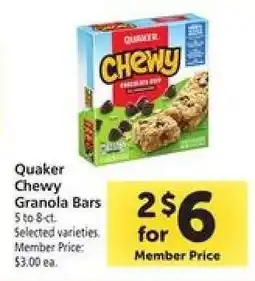 Safeway Quaker Chewy Granola Bars offer
