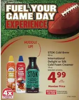Safeway STOK Cold Brew, International Delight or Silk Cold Foam Creamer offer