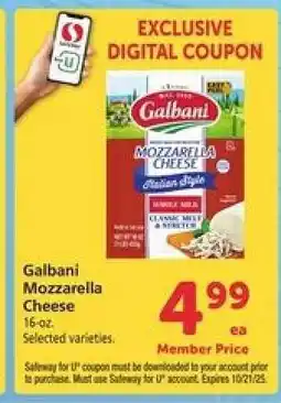 Safeway Galbani Mozzarella Cheese offer