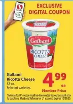 Safeway Galbani Ricotta Cheese offer