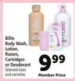 Safeway Billie Body Wash, Lotion, Razors, Cartridges or Deodorant offer