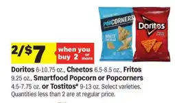 Meijer Doritos, Cheetos, Fritos, Smartfood Popcorn or Popcorners, Tostitos offer