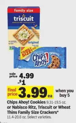 Meijer Chips Ahoy! Cookies or Nabisco Ritz, Triscuit or Wheat Thins Family Size Crackers offer