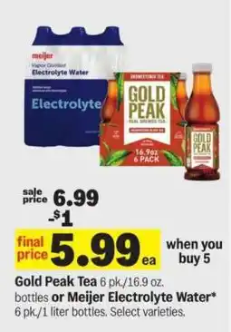 Meijer Gold Peak Tea or Meijer Electrolyte Water offer