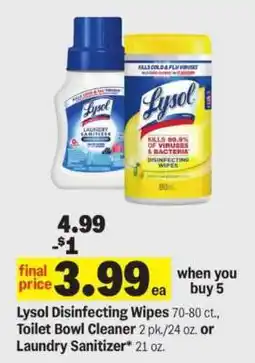 Meijer Lysol Disinfecting Wipes, Toilet Bowl Cleaner, or Laundry Sanitizer offer