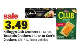 Meijer Kellogg's Club Crackers, Toasteds Crackers, or Carr’s Crackers offer