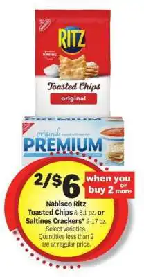 Meijer Nabisco Ritz Toasted Chips or Saltines Crackers offer