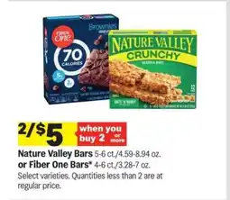 Meijer Nature Valley Bars or Fiber One Bars offer