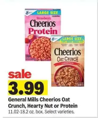 Meijer General Mills Cheerios Oat Crunch, Hearty Nut or Protein offer