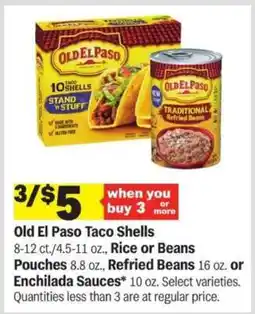 Meijer Old El Paso Taco Shells, Rice or Beans Pouches, Refried Beans or Enchilada Sauces offer