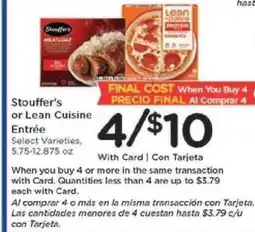 Kroger Stouffer's or Lean Cuisine Entrée offer