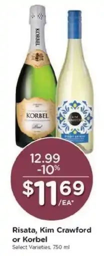 Kroger Risata, Kim Crawford or Korbel offer