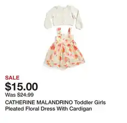 Marshalls CATHERINE MALANDRINO Toddler Girls Pleated Floral Dress With Cardigan offer
