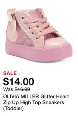 Marshalls OLIVIA MILLER Glitter Heart Zip Up High Top Sneakers (Toddler) offer