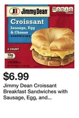 Wegmans Jimmy Dean Croissant Breakfast Sandwiches with Sausage, Egg, and Cheese, Frozen offer