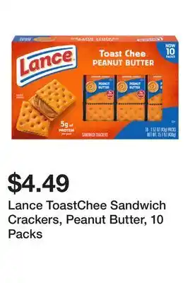 Wegmans Lance ToastChee Sandwich Crackers, Peanut Butter, 10 Packs offer