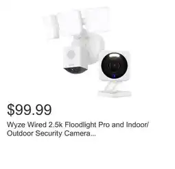 Costco Wyze Wired 2.5k Floodlight Pro and Indoor/Outdoor Security Camera Bundle offer