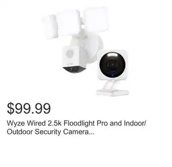 Costco Wyze Wired 2.5k Floodlight Pro and Indoor/Outdoor Security Camera Bundle offer