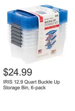 Costco IRIS 12.9 Quart Buckle Up Storage Bin, 6-pack offer