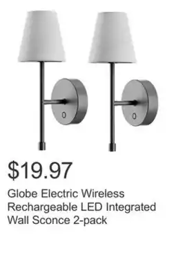 Costco Globe Electric Wireless Rechargeable LED Integrated Wall Sconce 2-pack offer