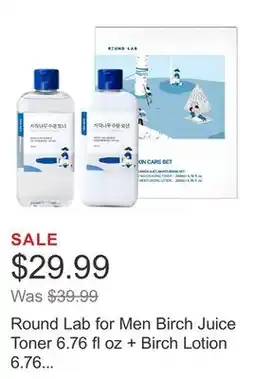 Costco Round Lab for Men Birch Juice Toner 6.76 fl oz + Birch Lotion 6.76 fl oz Set offer