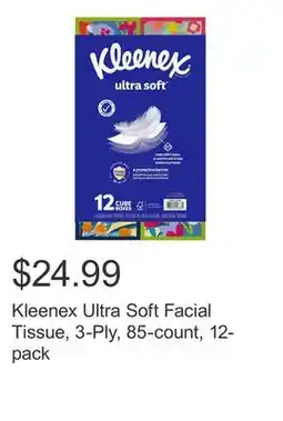 Costco Kleenex Ultra Soft Facial Tissue, 3-Ply, 85-count, 12-pack offer
