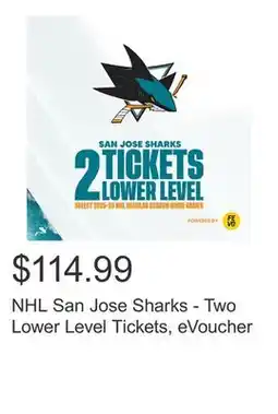 Costco NHL San Jose Sharks - Two Lower Level Tickets, eVoucher offer