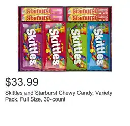 Costco Skittles and Starburst Chewy Candy, Variety Pack, Full Size, 30-count offer