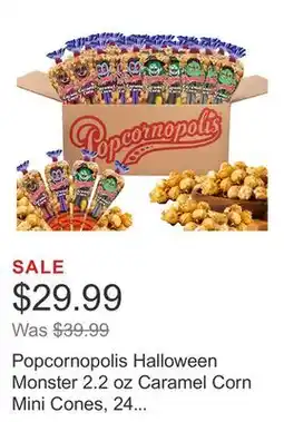 Costco Popcornopolis Halloween Monster 2.2 oz Caramel Corn Mini Cones, 24 count offer