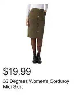 Costco 32 Degrees Women's Corduroy Midi Skirt offer