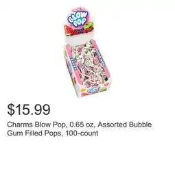 Costco Charms Blow Pop, 0.65 oz, Assorted Bubble Gum Filled Pops, 100-count offer