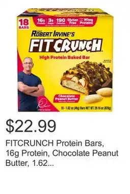 Costco FITCRUNCH Protein Bars, 16g Protein, Chocolate Peanut Butter, 1.62 oz, 18-count offer