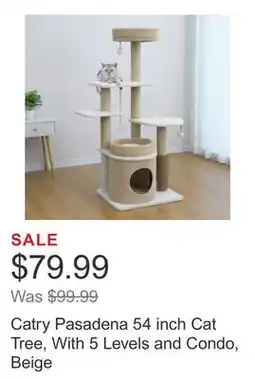 Costco Catry Pasadena 54 inch Cat Tree, With 5 Levels and Condo, Beige offer